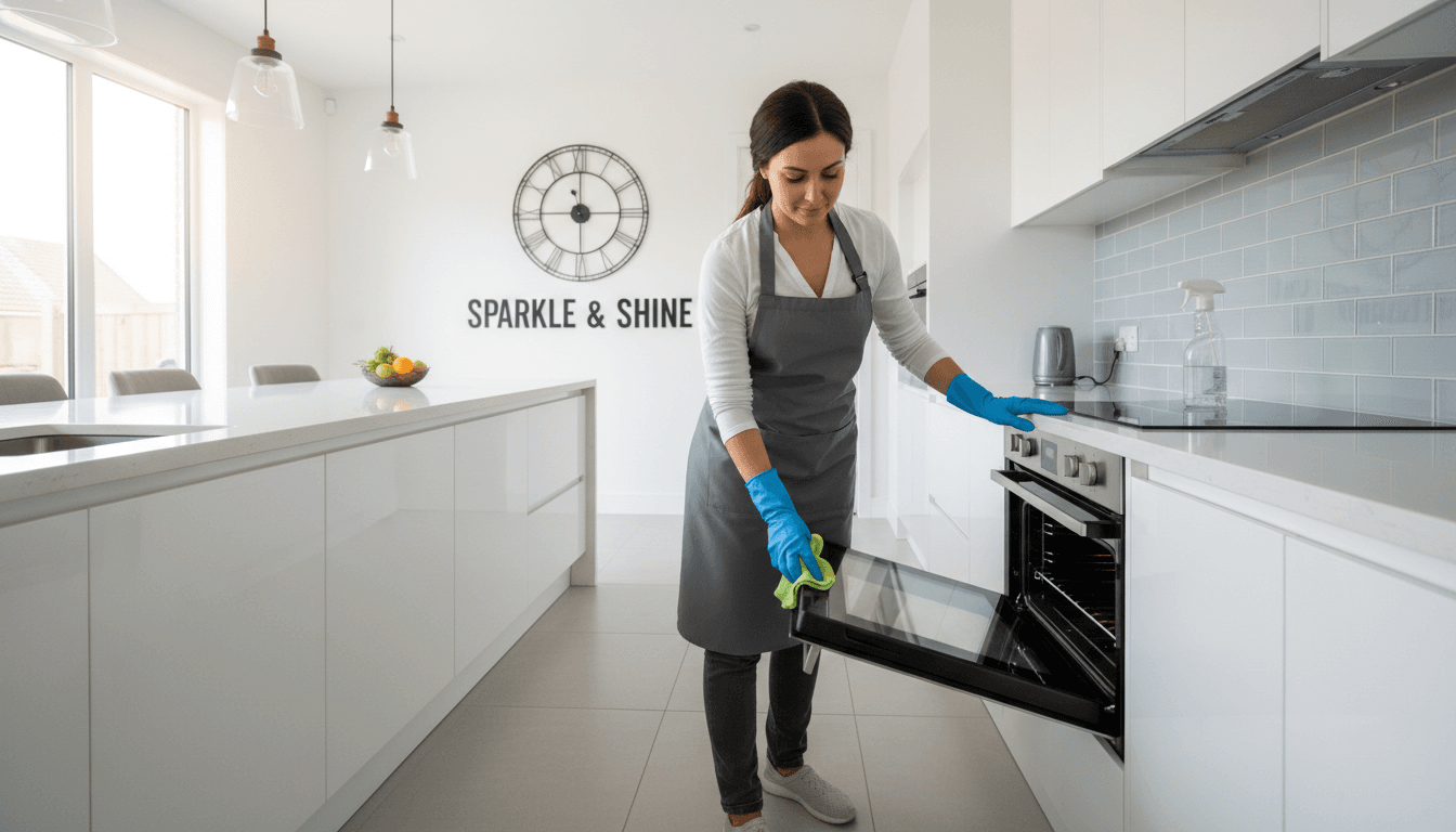 Cleaner wiping oven door