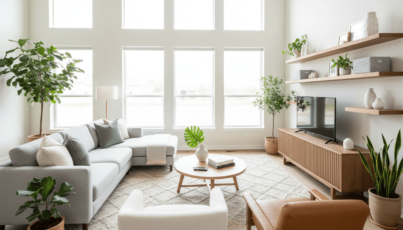 Bright, clean living room in a Memphis home ready for residents